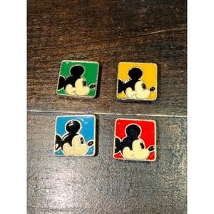 Vintage Disney Mickey & Co Mouse Square Retro Button Covers Gold Tone